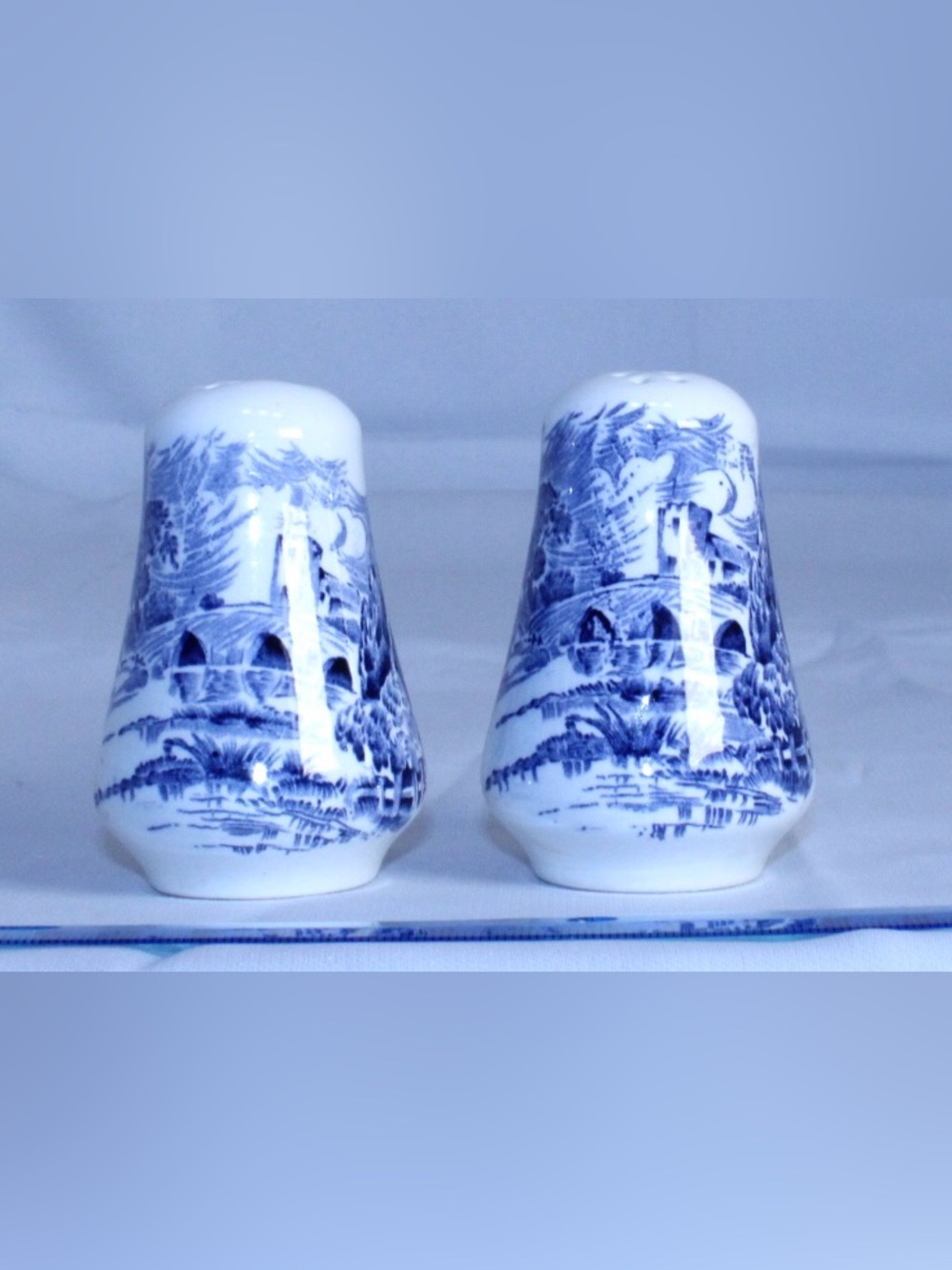 Enoch Wedgwood’s COUNTRYSIDE BLUE white porcelain Salt and Pepper Shaker Set